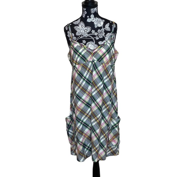 Roxy Plaid Side Pockets Sundress Size M - Picture 2 of 12